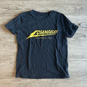 John Galt Black Tee with Yellow Los Angeles Graphic, Brandy Melville Graphic Tee